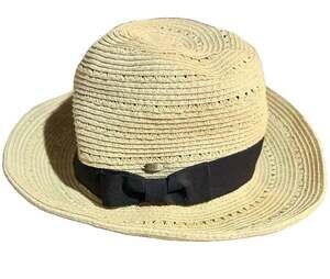 Scala Women’s Wide Brim Sun Hat Beige/Black Bow Accent Paper Polyester One Size